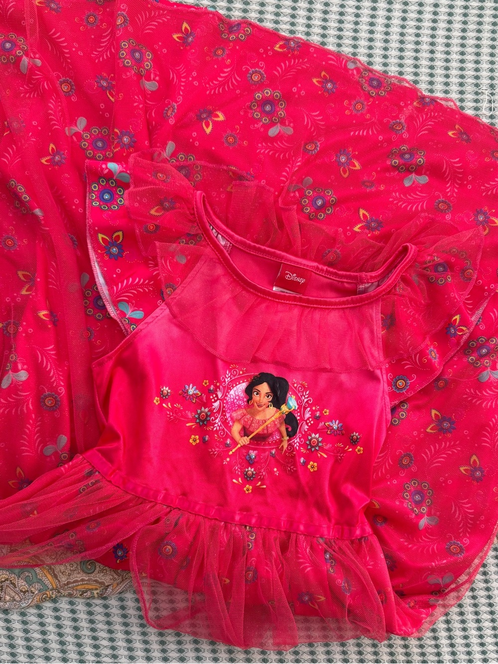 Disney Elena of Avalor Girls Size 8 Princess Costume Dress Nightgown Pink Floral